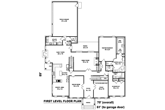 Floor Plan - Main Floor for Southern House Plan #81-1651 - 5 bed, 4 bath