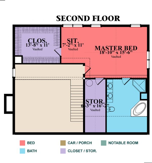 Log Floor Plan - Upper Floor Plan #63-280
