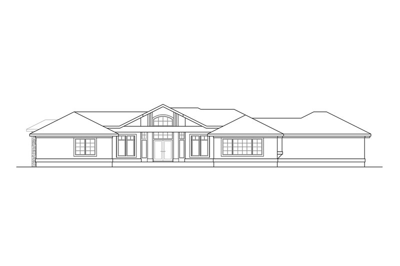 Home Plan - Exterior - Rear Elevation for Mediterranean House Plan #124-1290 - 3 bed, 2.5 bath