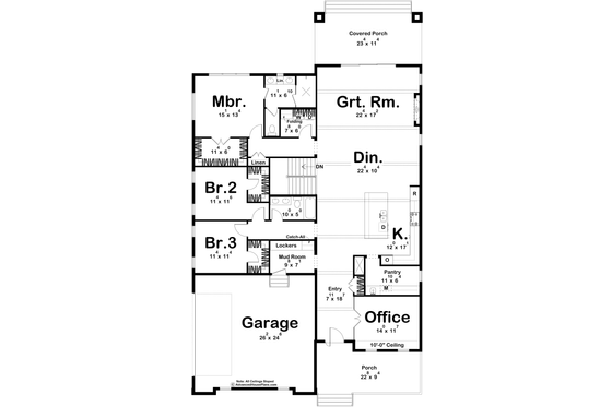 Floor Plan - Main Floor for Modern House Plan #455-560 - 3 bed, 2 bath