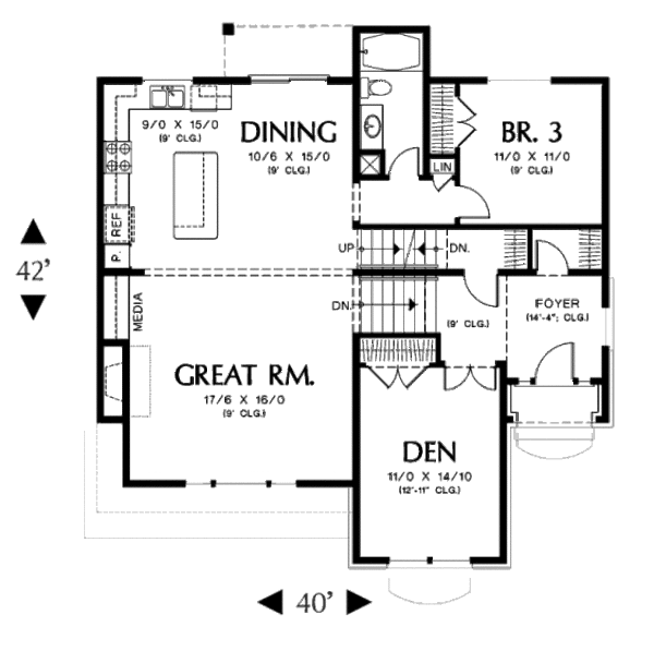 House Plan Design - European Floor Plan - Main Floor Plan #48-400