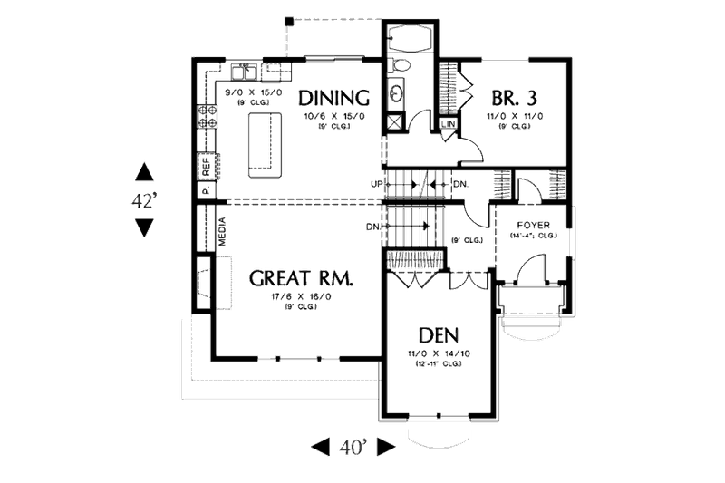 Home Plan - Floor Plan - Main Floor for European House Plan #48-400 - 3 bed, 3 bath