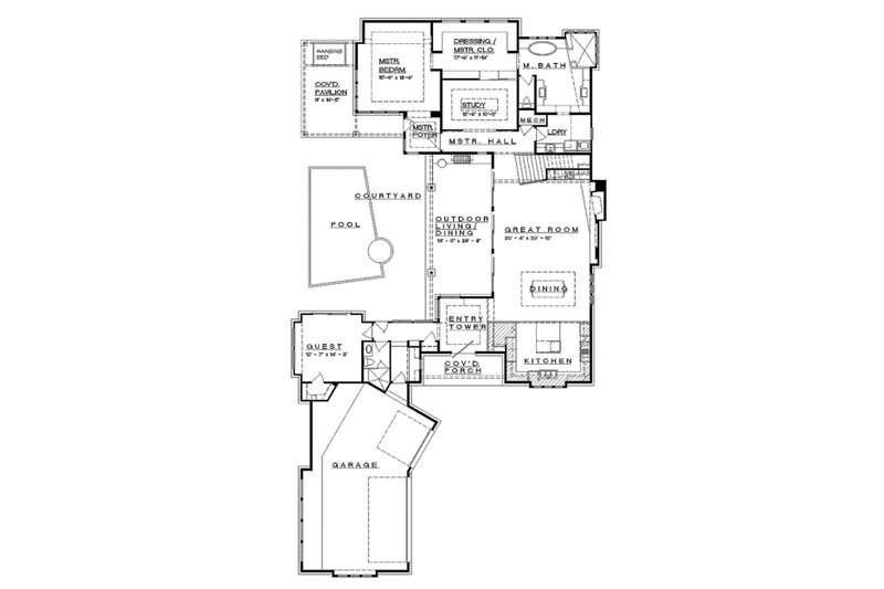Architectural House Design - Floor Plan - Main Floor for Contemporary House Plan #935-5 - 4 bed, 4 bath