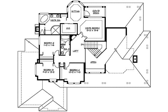 Floor Plan - Upper Floor for Craftsman House Plan #132-121 - 4 bed, 2.5 bath