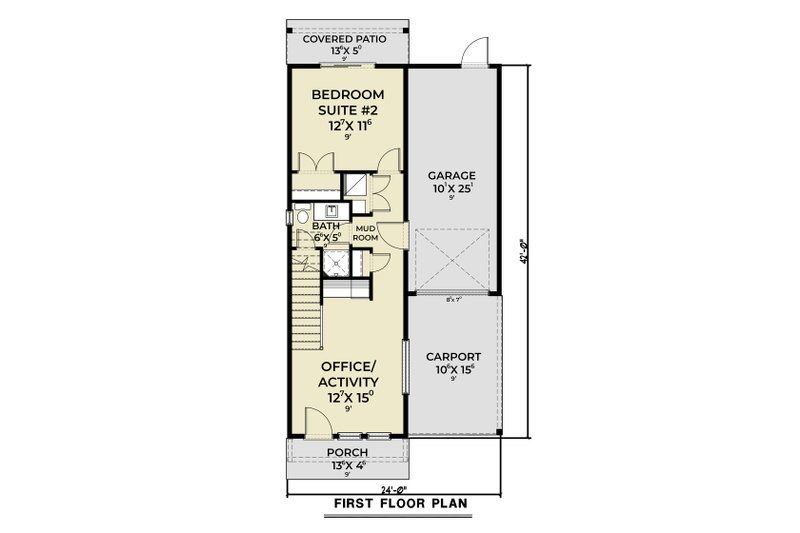 Home Plan - Floor Plan - Main Floor for Contemporary House Plan #1070-225 - 2 bed, 2.5 bath