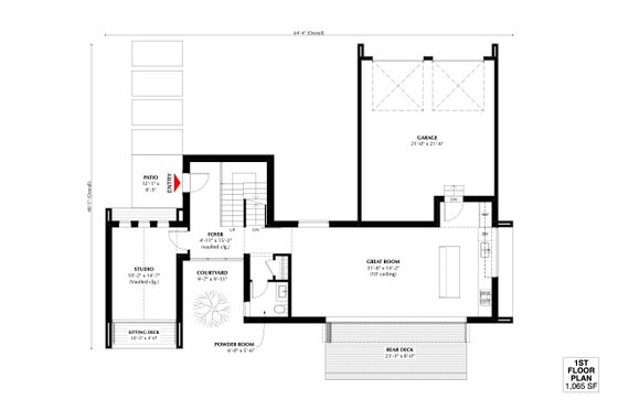Floor Plan - Main Floor for Modern House Plan #933-7 - 3 bed, 2.5 bath