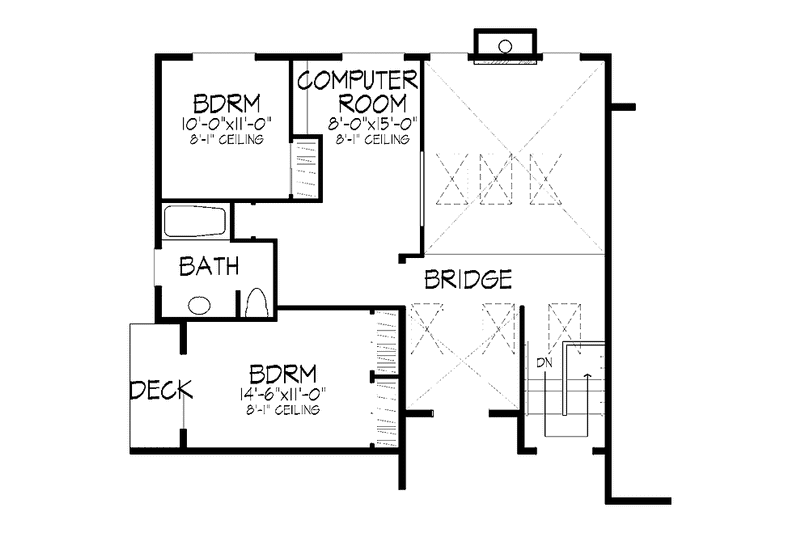 House Blueprint - Floor Plan - Upper Floor for Contemporary House Plan #320-1328 - 3 bed, 2.5 bath