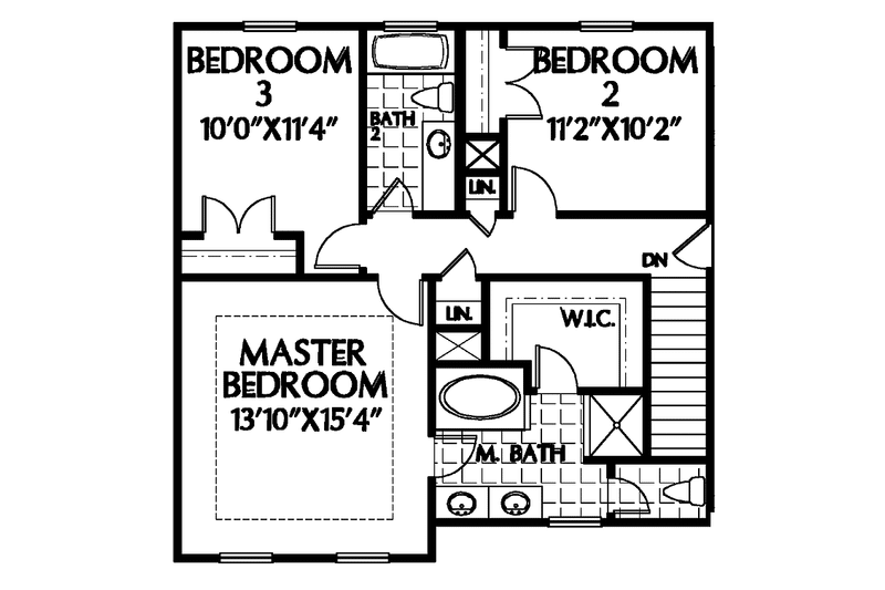Dream House Plan - Floor Plan - Upper Floor for Country House Plan #999-64 - 3 bed, 2.5 bath
