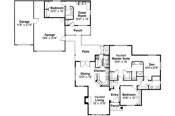Floor Plan - Main Floor for Traditional House Plan #124-353 - 3 bed, 3 bath