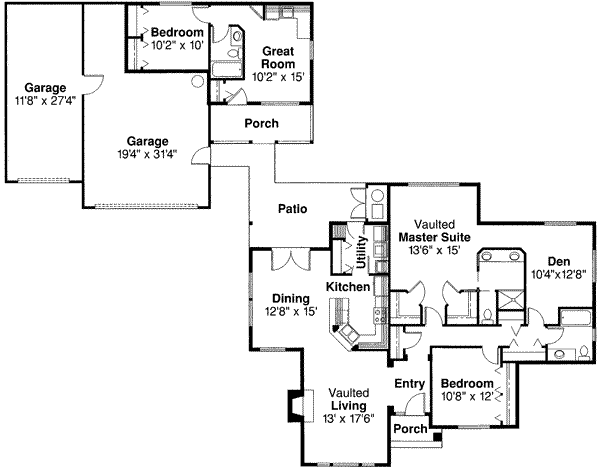Architectural House Design - Traditional Floor Plan - Main Floor Plan #124-353