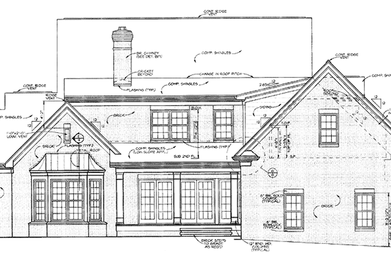 Dream House Plan - Exterior - Rear Elevation for Classical House Plan #453-418 - 4 bed, 3.5 bath