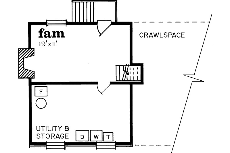 Home Plan - Floor Plan - Lower Floor for Contemporary House Plan #47-662 - 3 bed, 1 bath