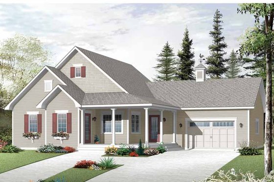 Exterior - Front Elevation 3 for Country House Plan #23-2518 - 2 bed, 1 bath