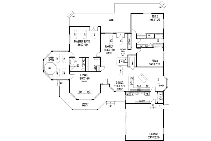 House Plan Design - Floor Plan - Main Floor for Traditional House Plan #60-492 - 3 bed, 2 bath