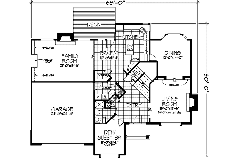 Home Plan - Floor Plan - Main Floor for European House Plan #320-1125 - 3 bed, 3 bath