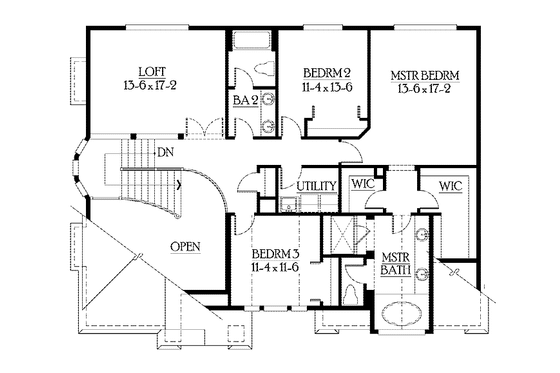 Floor Plan - Upper Floor for Craftsman House Plan #132-367 - 5 bed, 3.5 bath