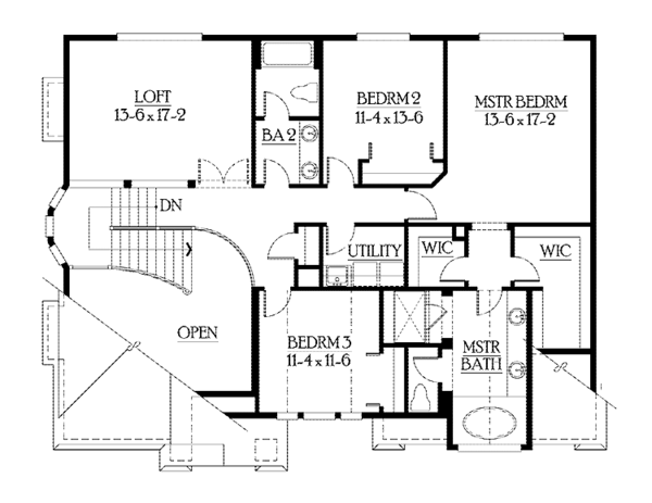 Craftsman Floor Plan - Upper Floor Plan #132-367
