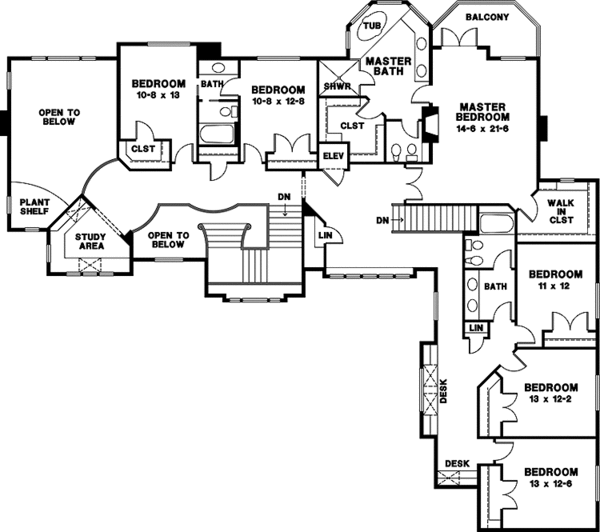 Home Plan - European Floor Plan - Upper Floor Plan #966-81