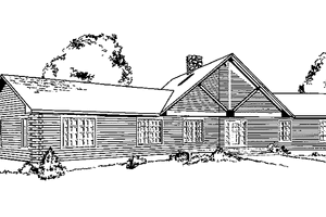 House Blueprint - Log Exterior - Front Elevation Plan #964-16