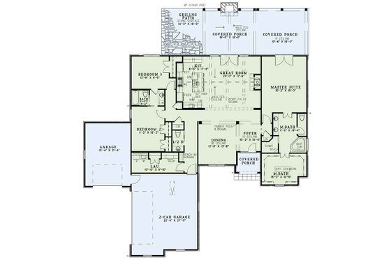 Floor Plan - Main Floor for European House Plan #17-3389 - 3 bed, 2.5 bath
