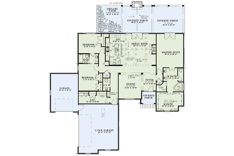 Home Plan - Floor Plan - Main Floor for European House Plan #17-3389 - 3 bed, 2.5 bath