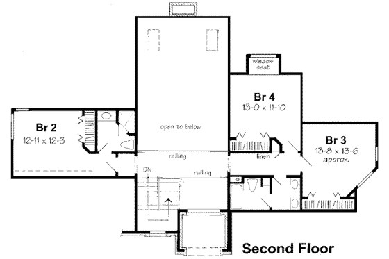 Floor Plan - Upper Floor for European House Plan #312-150 - 4 bed, 3.5 bath