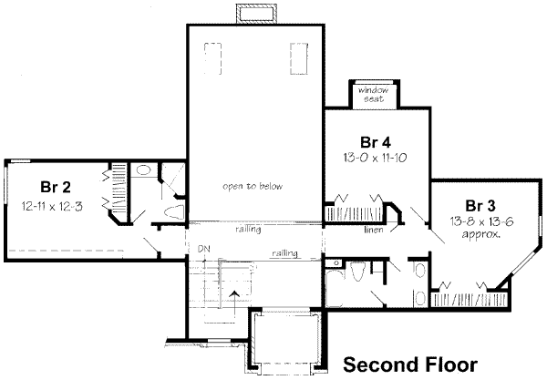 European Floor Plan - Upper Floor Plan #312-150