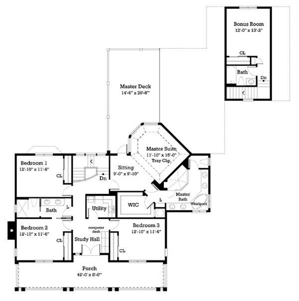 Architectural House Design - Classical Floor Plan - Upper Floor Plan #930-219
