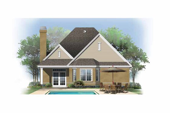 Exterior - Rear Elevation 1 for Ranch House Plan #929-866 - 3 bed, 2.5 bath