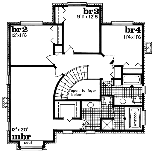 House Blueprint - Colonial Floor Plan - Upper Floor Plan #47-972