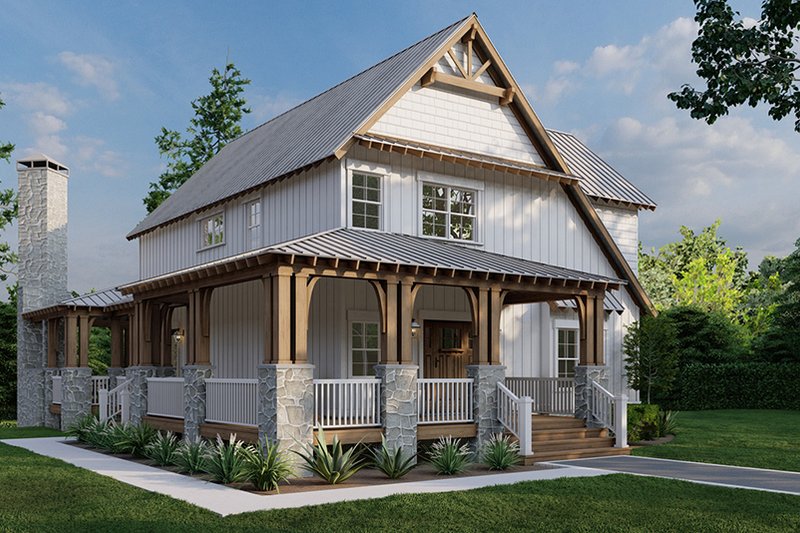 House Blueprint - Exterior - Front Elevation 3 for Cabin House Plan #923-25 - 3 bed, 4.5 bath
