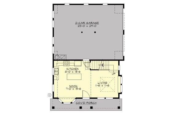 Floor Plan - Main Floor for Cottage House Plan #132-192 - 2 bed, 2 bath