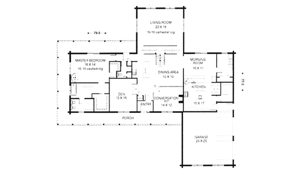 Architectural House Design - Log Floor Plan - Main Floor Plan #964-1
