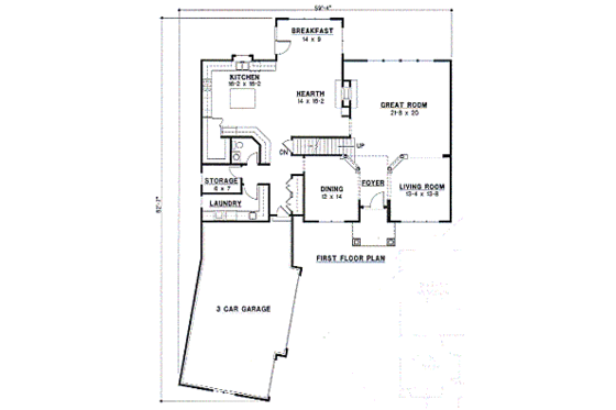 Floor Plan - Main Floor for European House Plan #67-178 - 4 bed, 4 bath