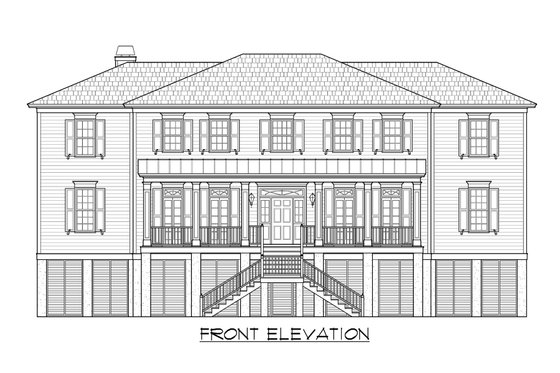 Exterior - Front Elevation 3 for Beach House Plan #1054-84 - 4 bed, 4.5 bath