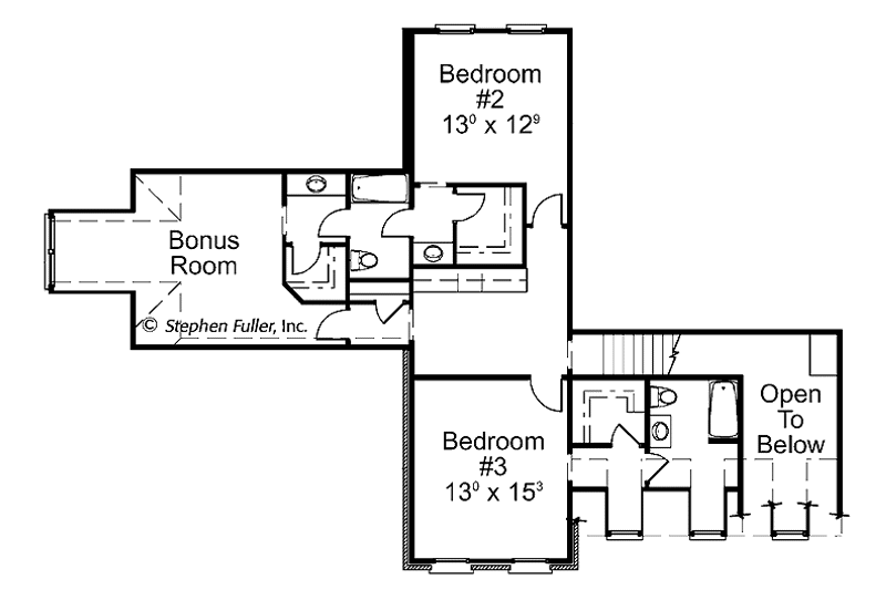 Home Plan - Floor Plan - Upper Floor for Country House Plan #429-398 - 3 bed, 3.5 bath