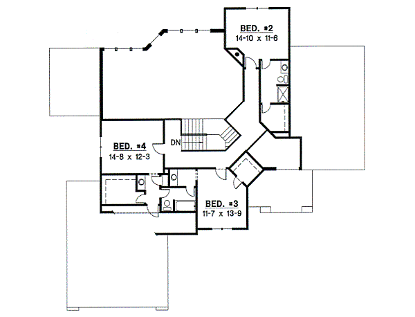 Traditional Floor Plan - Upper Floor Plan #67-439
