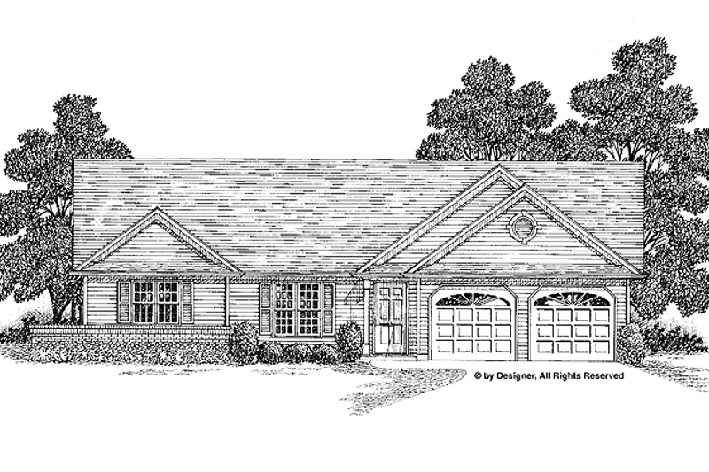 Dream House Plan - Exterior - Front Elevation 3 for Ranch House Plan #56-660 - 3 bed, 2 bath