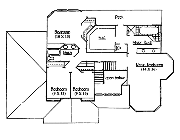 House Design - Traditional Floor Plan - Upper Floor Plan #945-44