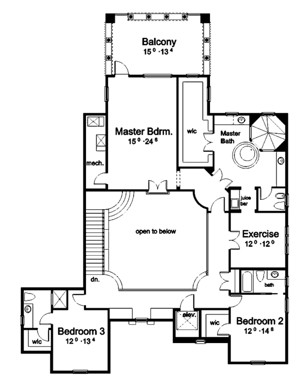 Home Plan - Mediterranean Floor Plan - Upper Floor Plan #1039-1