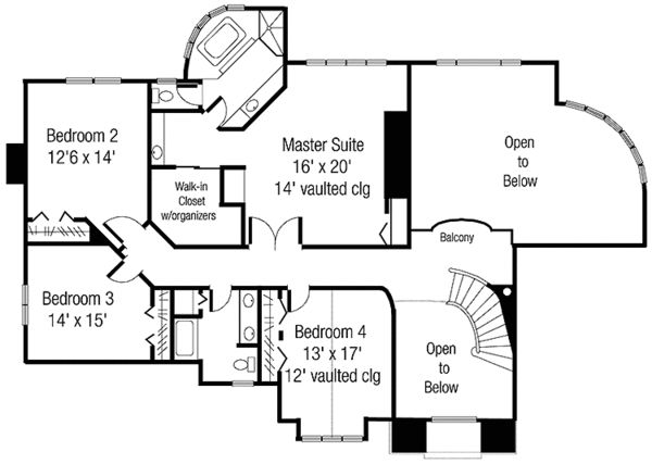 Architectural House Design - Colonial Floor Plan - Upper Floor Plan #320-1437
