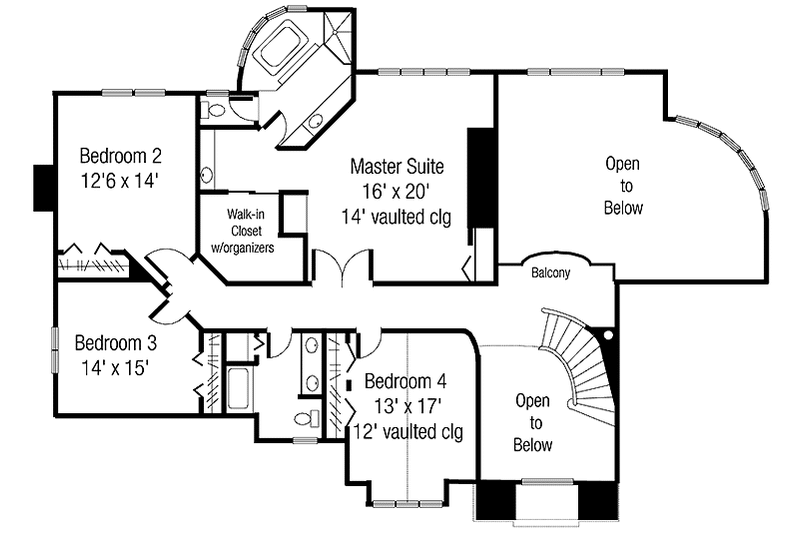 Home Plan - Floor Plan - Upper Floor for Colonial House Plan #320-1437 - 4 bed, 3.5 bath