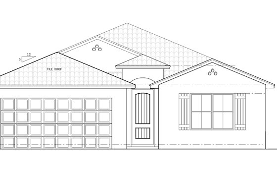Exterior - Front Elevation 4 for Mediterranean House Plan #1058-56 - 4 bed, 2 bath