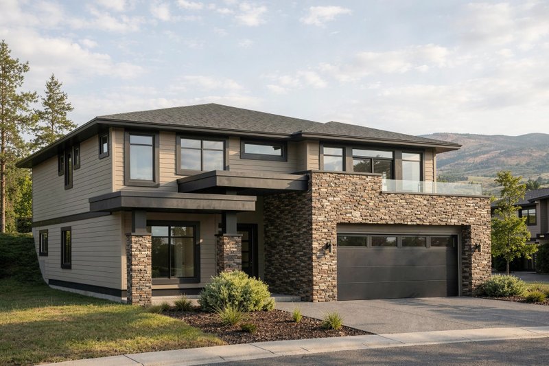 House Plan Design - Exterior - Front Elevation 2 for Prairie House Plan #1100-92 - 3 bed, 2 bath