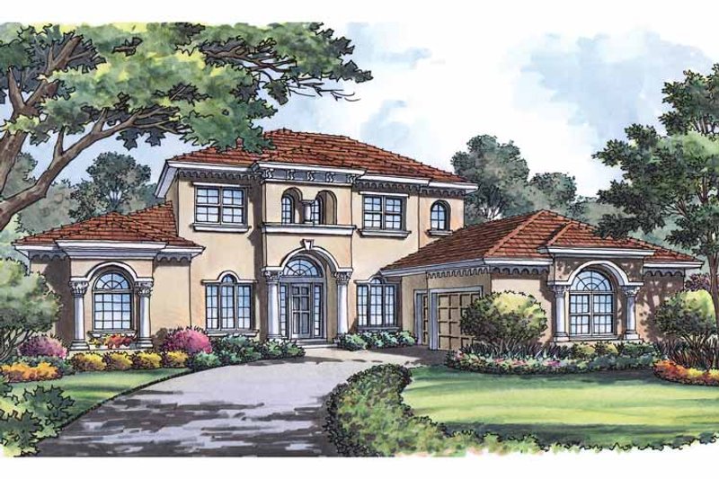 Home Plan - Exterior - Front Elevation 4 for Mediterranean House Plan #417-572 - 4 bed, 5 bath