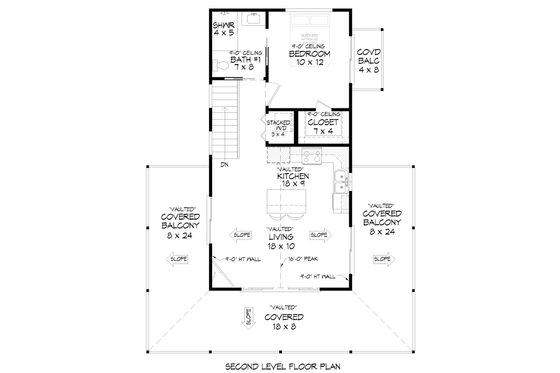 Floor Plan - Upper Floor for Beach House Plan #932-721 - 1 bed, 2 bath