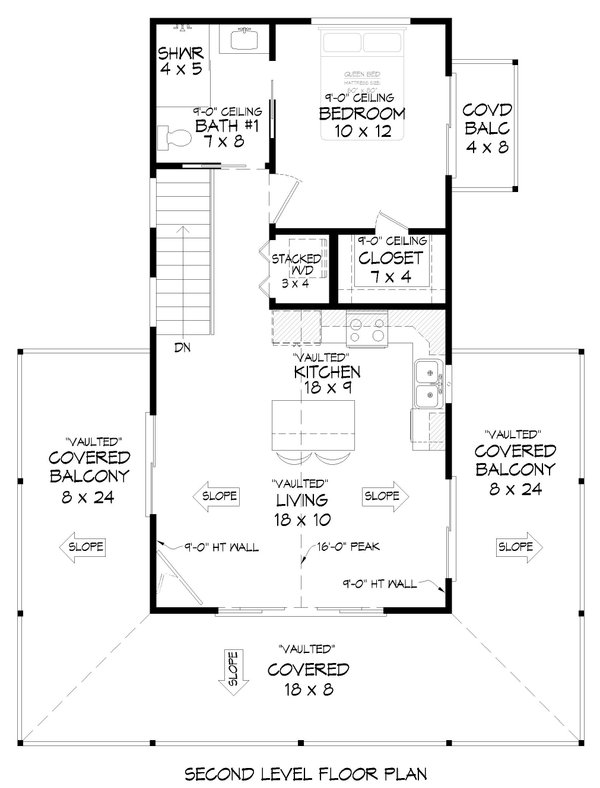 Beach Floor Plan - Upper Floor Plan #932-721