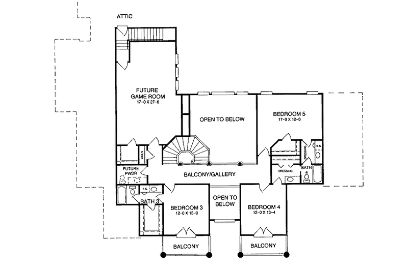 Home Plan - Floor Plan - Upper Floor for Country House Plan #952-122 - 5 bed, 4 bath