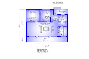 Floor Plan - Main Floor for Modern House Plan #549-34 - 2 bed, 1 bath