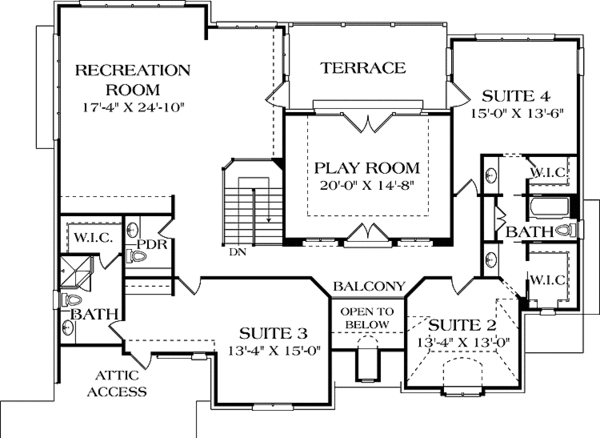 Dream House Plan - Traditional Floor Plan - Upper Floor Plan #453-589
